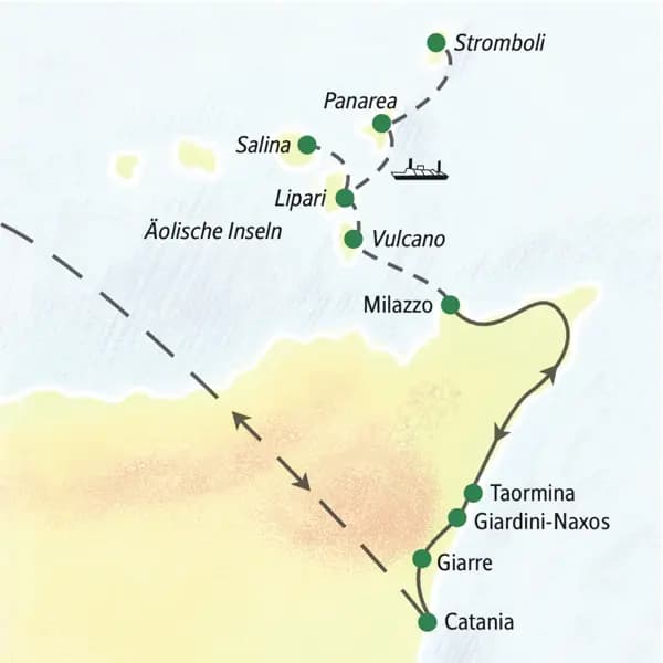 Wandern mit Aussicht: eine Woche auf den Äolischen Inseln mit Lipari, Vulcano, Salina, Panarea und Stromboli. Ausgedehnte (Berg-)Wanderungen und schöne Hotels am Meer oder mit Pool.