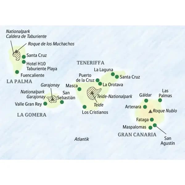 Die 15-tägige Naturerlebnis-Reise mit Studiosus führt Sie zu vier Inseln der Kanaren: Gran Canaria, Teneriffa, La Palma und La Gomera.