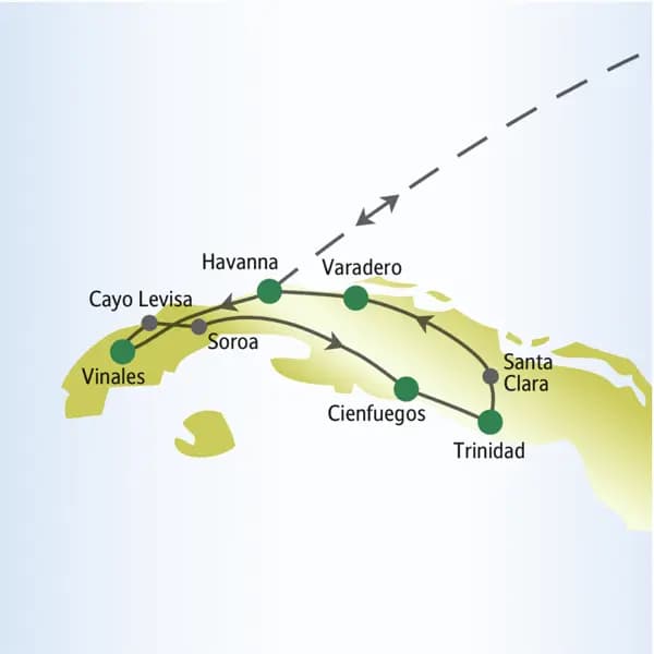 Diese me & more-Reise für Singles und Alleinreisende führt Sie von Havanna in den Westen Kubas mit Soroa und Vinales, nach Cienfuegos und Trinidad an der Südküste und über Santa Clara zum Strand von Varadero.