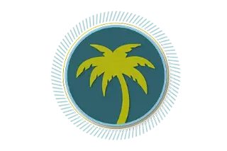 Logo einer Palme auf einem dunklen Hintergrund