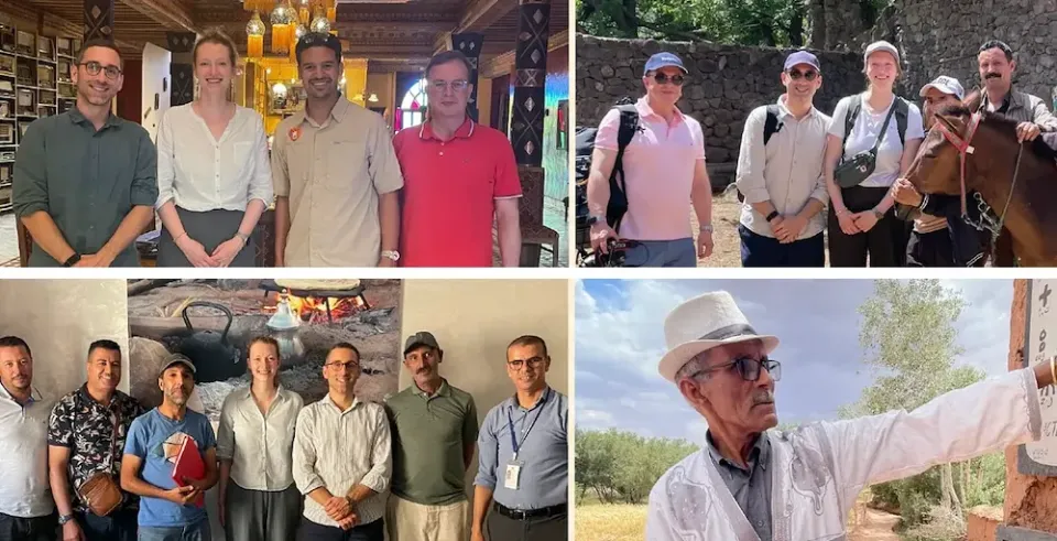 Vier Bilder mit den Teilnehmern des Impact Assessment in Marokko.