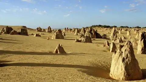 Oft heißt es auf unserer Studienreise Australien - die Große Australienreise: Vorhang auf für eine überwältigende Naturkulisse! So durchqueren wir endloses Buschland und bestaunen im Nambung-Nationalpark in Westaustralien die Pinnacles - Tausende von bizarren Steinsäulen, die aus dem Sand "wachsen".