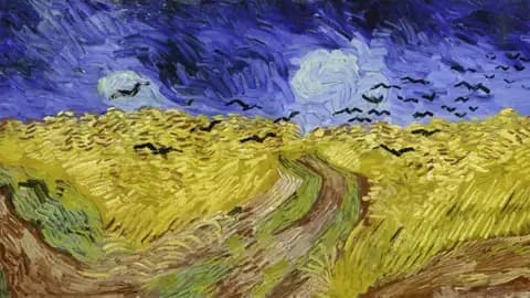 Bestaunen Sie das berühmte Gemälde 'Weizenfeld mit Krähen' von Vincent van Gogh "Ein gelbes Kornfeld unter einem dramatisch-blauen Himmel" auf Ihrer Gruppenreise nach Amsterdam.