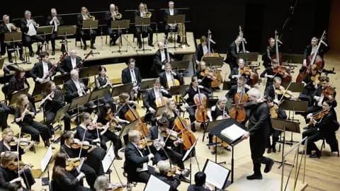 Auf unserer Gruppenreise genießen wir das große Symphonieorchester während eines Konzerts im Rahmen des Sibelius-Festivals in Lahti.
