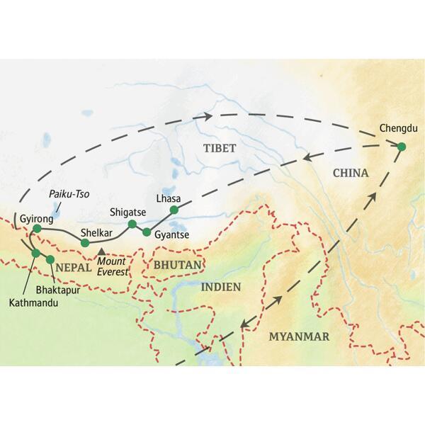 Auf dieser spektakulären Himalaya-Route reisen Kulturbegeisterte von China nach Tibet, von Lhasa über Shigatse und Gyantse ins Hochgebirge und schließlich nach Kathmandu in Nepal - eIne Studienreise von Studiosus mit kompetenter Reiseleitung.