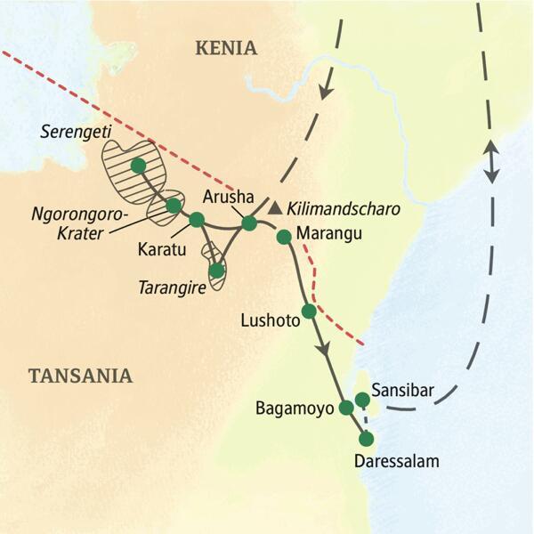Unsere 17-tägige Erkundungstour führt Sie zu den Naturwundern Tansanias und auf die Gewürzinsel Sansibar. Eine Studienreise zu den berühmtesten Nationalparks Ostafrikas und zur legendären tropischen Insel in kleiner Gruppe von maximal 18 Personen.