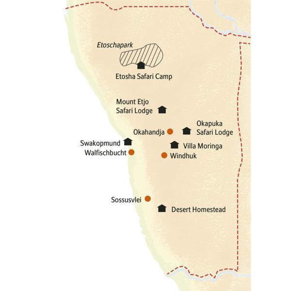 Mit Studiosus in kleiner Gruppe nach Namibia - zu den Dünen der Namib und auf Safari im Etoschapark.