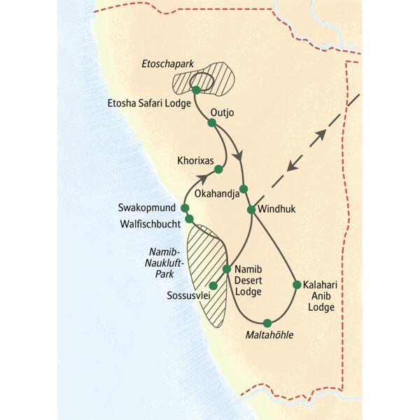 Mit Studiosus auf Rundreise zu den Höhepunkten Namibias zwischen Namib-Wüste und Etoscha-Nationalpark