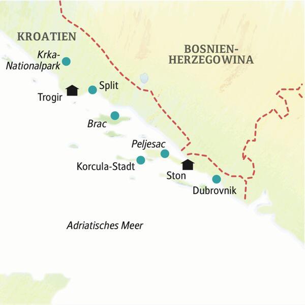 Stationen unserer smart&small-Reise nach Kroatien sind Trogir und Ston, dazu der Krka-Nationalpark, Split und Brac.