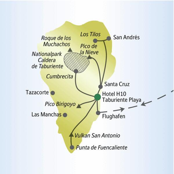 Von unserem Hotel an der Ostküste La Palmas aus starten wir auf unserer me & more-Reise für Singles und Alleinreisende zu Erkundungen und Wanderungen auf der kanarischen Insel.