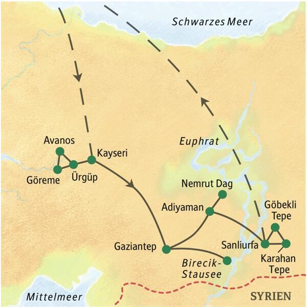 Wo Anatolien und Mesopotamien sich begegnen: Unsere Studienreise in den Südosten der Türkei verläuft von Kappadokien zum Euphrat mit seinen Zeugnissen früher und frühester Hochkulturen.