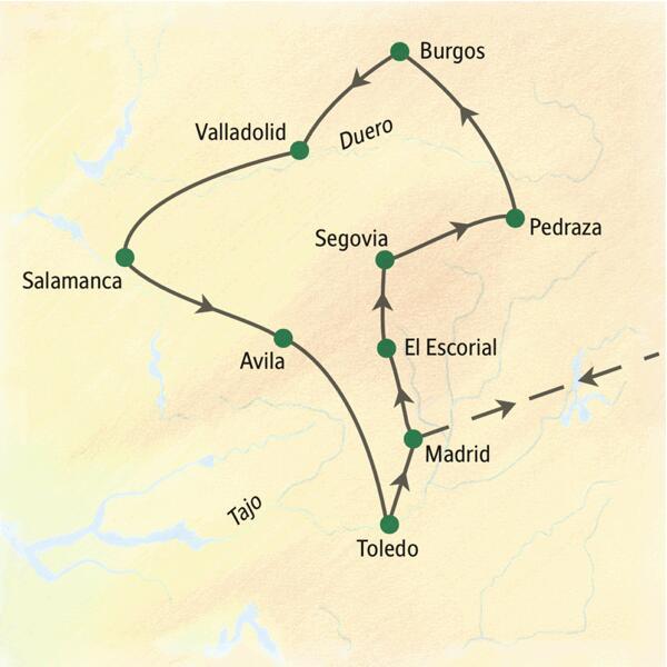 In der Hauptstadt Madrid beginnt und endet unsere zehntägige Rundreise mit Studiosus-Reiseleitung durch die Städte Kastiliens, wie z. B. Segovia, Burgos, Salamanca, Avila und Toledo.