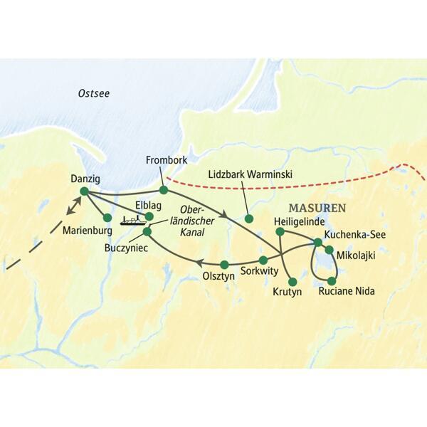 Diese achttägige Studienreise mit Muße führt uns zu den Höhepunkten Nordpolens und Masurens, z.B. nach Marienburg, Heiligelinde und Mikolajki.