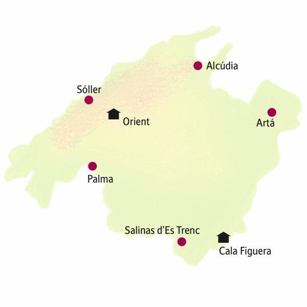 Mallorca genussvoll erleben – auf unserer smart & small-Reise in kleiner Gruppe mit Studiosus-Reiseleitung. Ausgangspunkt für unsere Ausflüge sind zwei kleine, familäre Hotels im malerischen Hafenort Cala Figuera und im idyllischen Bergdorf Orient.