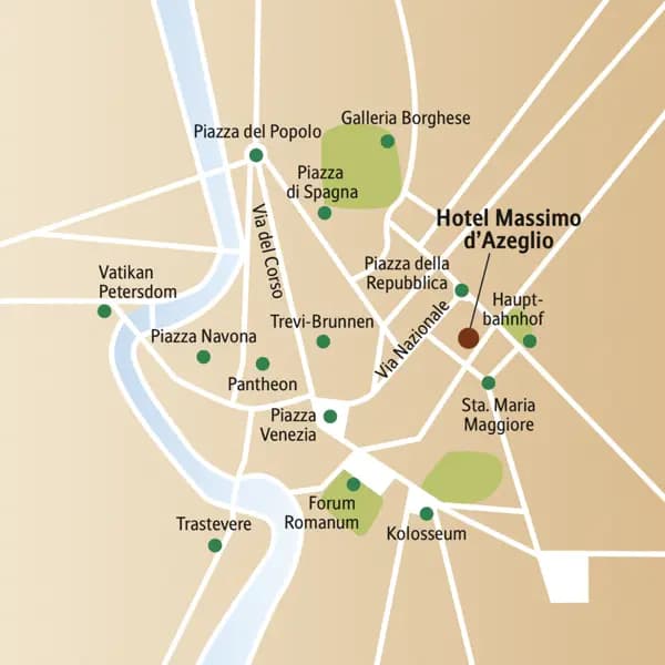 Auf dieser siebentägigen CityLights-Städtereise nach Rom wohnen Sie stilvoll im Hotel Massimo d'Azeglio.