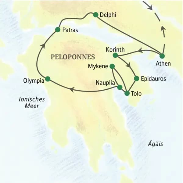 Auf der Famlienreise Griechenland-Peloponnes erleben Erwachsene und Kinder neben antiker Stätten, viel Natur, Sonne und Meer