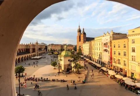 Blick auf den Marktplatz in Krakau.