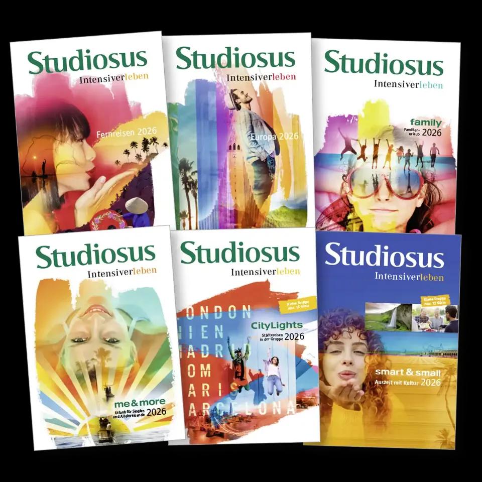 Ansicht der verschiedenen Studiosus Kataloge 2026.