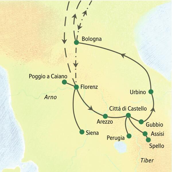 Die Kunstzentren der Renaissance bilden die Stationen dieser Studiosus-Reise von Florenz nach Siena, Arezzo, Perugia, Assisi und Urbino.