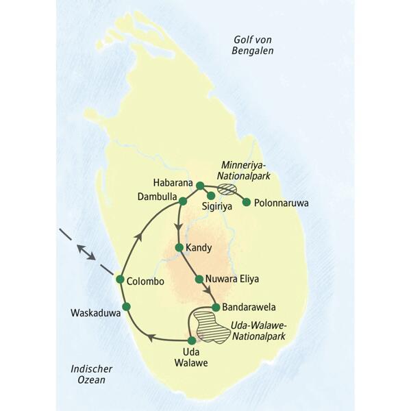 Zwischen Küste, Hochland und Dschungel verläuft die Reiseroute unserer neuntägigen Familienreise nach Sri Lanka.