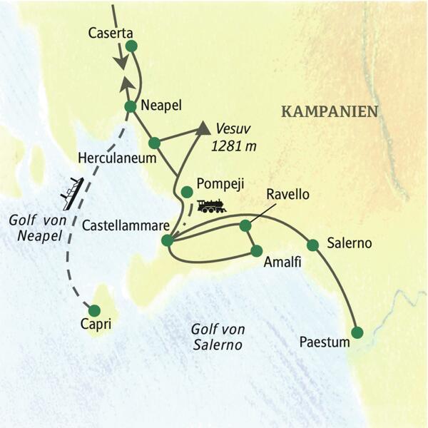 Auf unserer zehntägigen Klassik-Studienreise erleben Sie die Region Kampanien mit dem Golf von Neapel, Pompeji und Paestum umfassend.