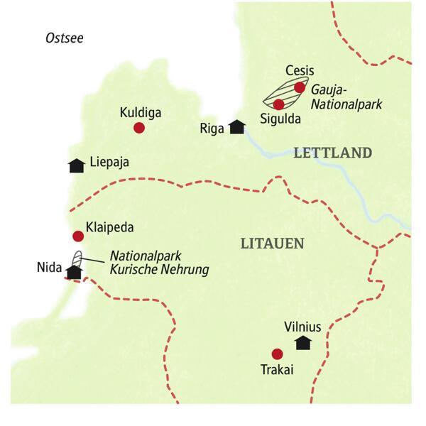 Erleben Sie auf dieser smart&small-Rundreise das Baltikum in kleiner Gruppe! Die Stationen unserer Rundreise sind Vilnius, Nida, Liepaja und Riga.