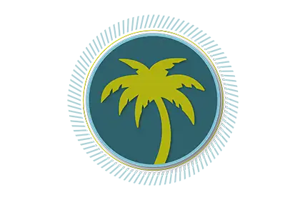 Logo einer Palme auf einem dunklen Hintergrund