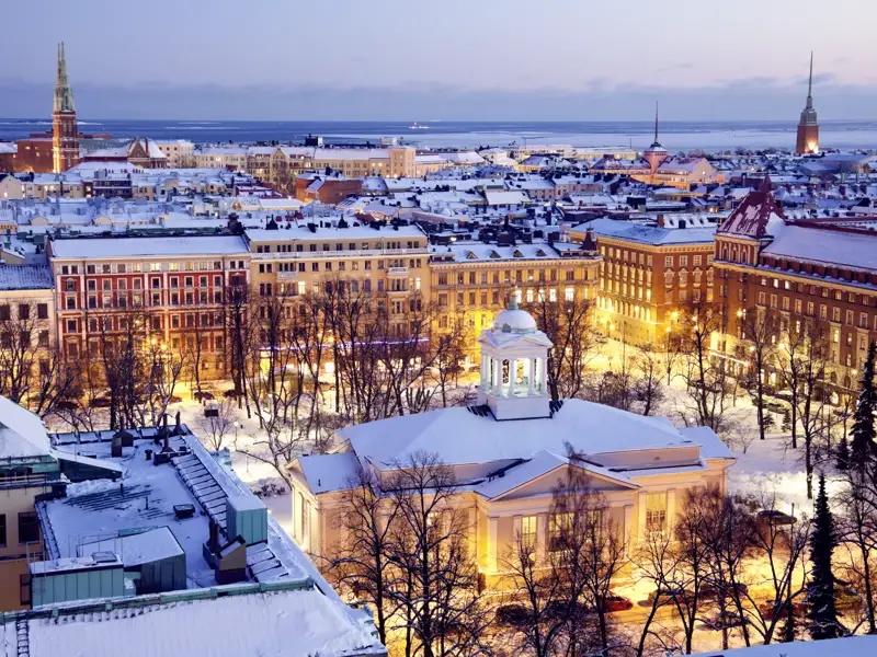 Gut möglich, dass sich Finnlands Hauptstadt Helsinki auf unserer Silvesterreise zum Jahreswechsel verschneit zeigt.
