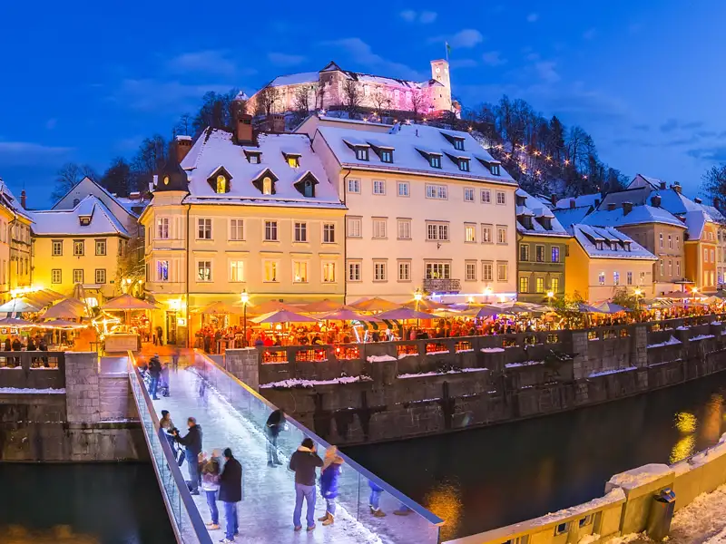 Auf dieser Silvesterreise erleben wir die Hauptstadt Sloweniens im Winter gemeinsam mit anderen Singles und Alleinreisenden.
