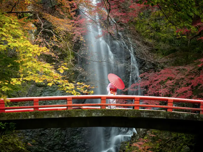 Zur Zeit der Herbstlaubfärbung genießen in Japan auch die Einhemischen das ein oder andere Fotoshooting in der Natur.