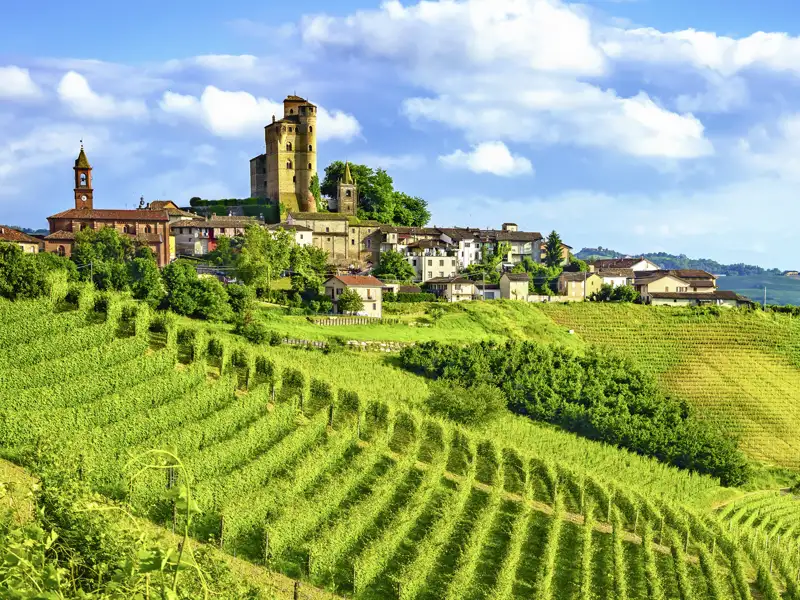 Viele kleine Dörfer thronen auf den mit Weinbergen bewachsenen Hügeln. Auf unserer smart&small-Reise in kleiner Gruppe ins Piemont bekommen wir viele davon zu sehen und lassen es uns gut gehen.
