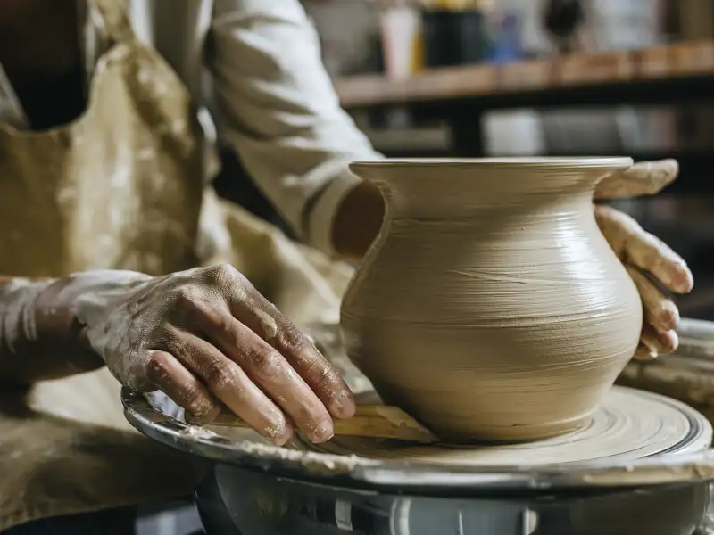 Bei den Rundreisen mit Studiosusu stehen auch immer Begegnungen mit den Menschen vor Ort im Programm. In Griechenland besuchen wir einen Töpfer in der Nähe von Delphi.