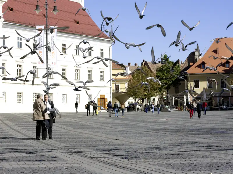 Auf unserer Rundreise durch Rumänien erkunden wir auch die Altstadt von Hermannstadt (Sibiu) und den Großen Platz,.