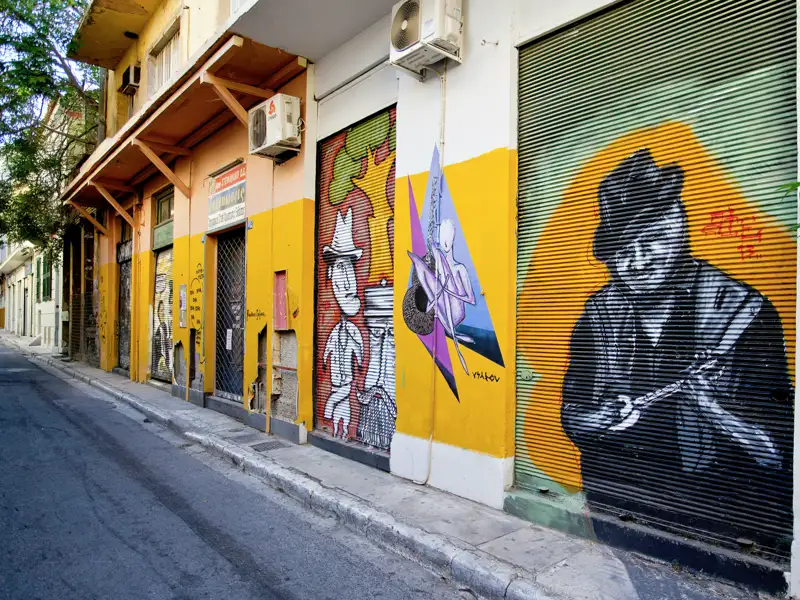 Auf Ihrer Eventreise in Athen entdecken wir Straßenkunst in den Gassen Athens.