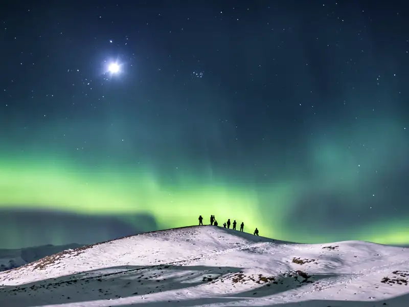 Polarlichter am Vatnajokull in Jokulsarlon,
