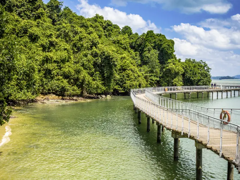Gemeinsam entfliehenn wir auf unserer Gruppenreise der Großstadt und erkunden die kleine Insel Pulau Ubin