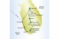 Die Karte zeigt den Verlauf unserer Singlereise Sri Lanka: Colombo, Habarana, Sigiriya, Polonnaruwa, Dambulla, Kandy, Nuwara Eliya, Horton-Plains-Nationalpark, Uda-Walawe-Nationalpark, Galle, Beruwela.