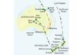Die Karte zeigt den Verlauf unserer Studienreise Australien-Neuseeland - zum Kennenlernen: Auckland, Rotorua, Tongariro, Wellington, Christchurch, Queenstown, Te Anau, Milford Sound, Melbourne, Alice Springs, Ayers Rock (Uluru), Sydney, Cairns, Kuranda.