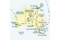 Die Karte zeigt den Verlauf unserer Großen Australienreise: Perth, Fremantle, Nambung-Nationalpark, Adelaide, Alice Springs, Ayers Rock/Uluru, Cairns, Port Douglas, Kuranda, Melbourne, Hobart, Cradle Mountain, Sydney.