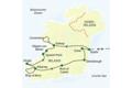 Die Karte zeigt den Verlauf unserer Studienreise Irland - Höhepunkte: Dublin, Galway, Connemara, Spanish Point, Dingle, Killarney, Rock of Cashel und Glendalough.
