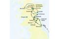 Die Karte zeigt den Verlauf unserer Schottlandreise mit Muße: Newcastle, Jedburgh, Melrose, Peebles, Edinburgh, Dunkeld, Pitlochry, St Andrews, Dryburgh Abbey.