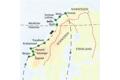 Karte der Studiosus-Reise Norwegens schönste Landschaftsrouten. Die Route führt von Bergen über die Fjorde und die Lofoten bis nach Tromsö.