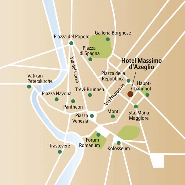 Auf dieser siebentägigen CityLights-Städtereise nach Rom wohnen Sie stilvoll im Hotel Massimo d'Azeglio.