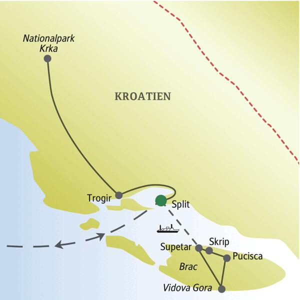 Auf unserer Silvesterreise für Singles und Alleinreisende nach Split lernen wir außer der Stadt auch die Insel Brac kennen sowie den Nationalpark Krka und Trogir.