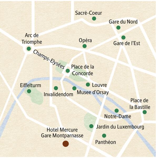 Vom Hotel Mercure Gare Montparnasse aus entdecken wir auf unserer Familien-Studienreise per Bus, Boot, Metro und auf kurzweiligen Spaziergängen gemeinsam mit unserer Studiosus-Reiseleitung die wichtigsten Sehenswürdigkeiten von Paris.