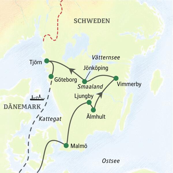 Familienurlaub in Schweden - gemeinsam mit anderen Familien reisen Sie zehn Tage lang im Astrid-Lindgren-Land von Malmö durch Smaaland und zum Finale nach Tjörn und Göteborg.