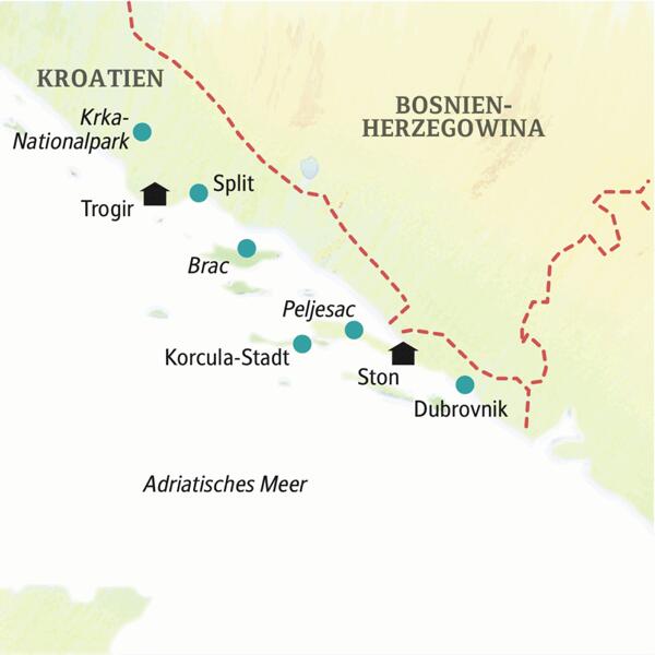 Stationen unserer smart&small-Reise nach Kroatien sind Trogir und Ston, dazu der Krka-Nationalpark, Split und Brac.