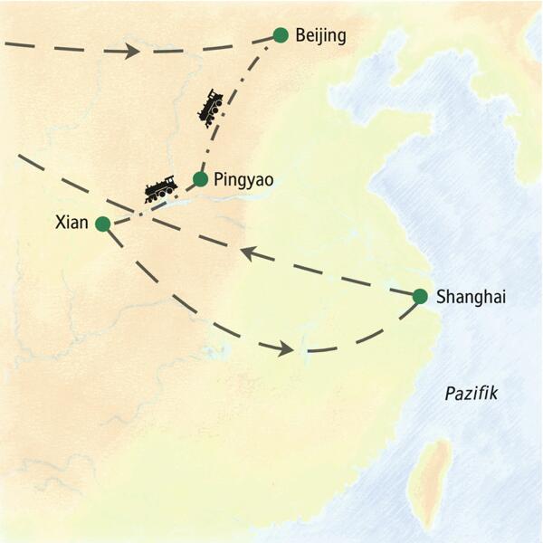 Auf unserer Family-Reise nach China kommen Sie unster anderem  nach Beijing, Pingyao, Xian und Shanghai.