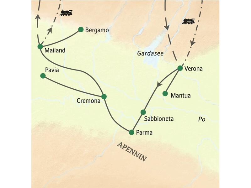 Unsere Studienreise in die Lombardei führt von Verona über Mantua, Parma, Cremona und Bergamo bis nach Mailand.