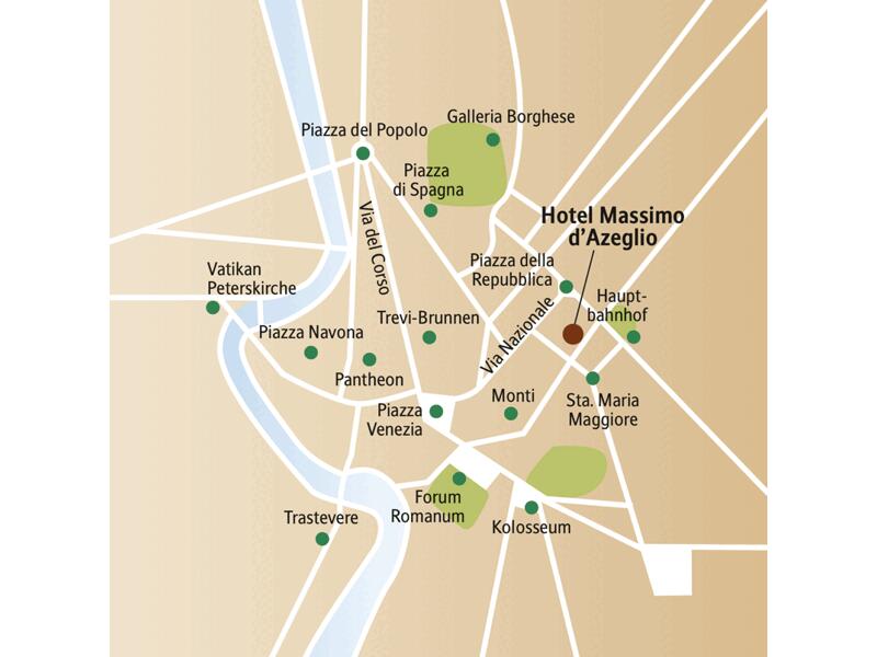 Auf dieser siebentägigen CityLights-Städtereise nach Rom wohnen Sie stilvoll im Hotel Massimo d'Azeglio.